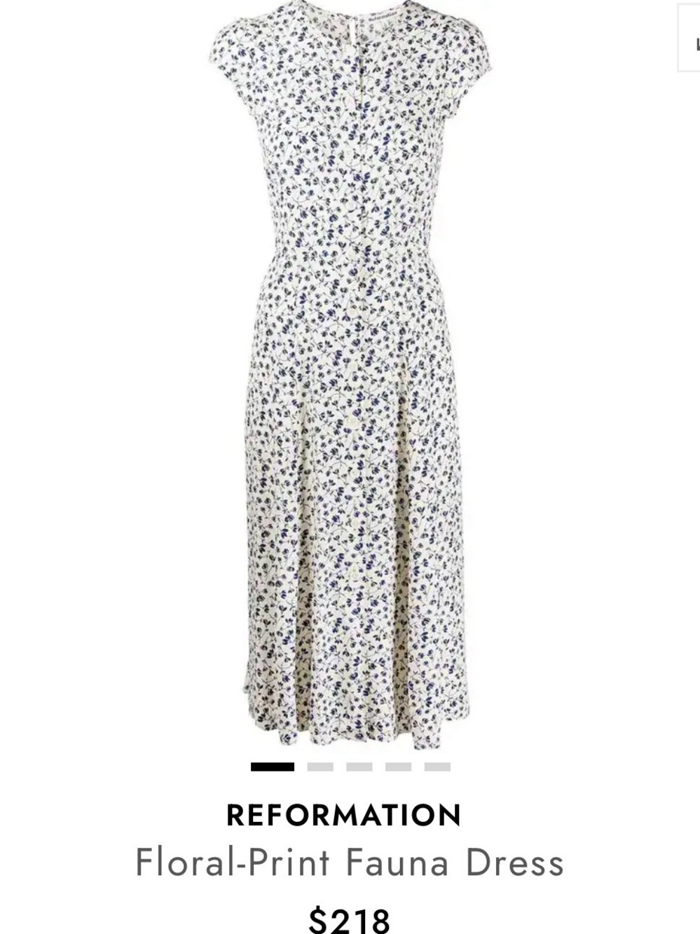 Reformation Fauna White Dress with Blue Floral Print